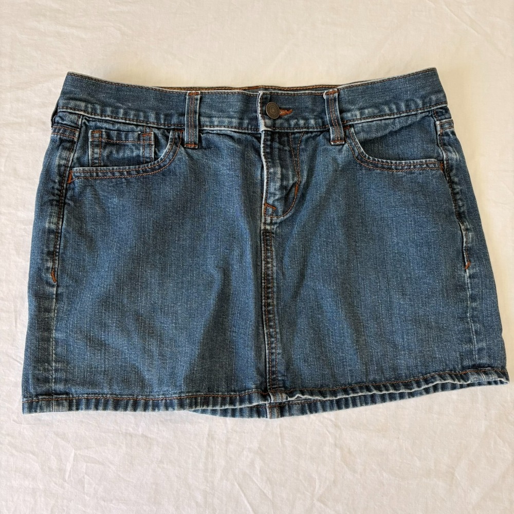 Y2K Old Navy Womens Blue Cotton Denim Secret Smooth Pockets Mini Skirt‎ Size 4